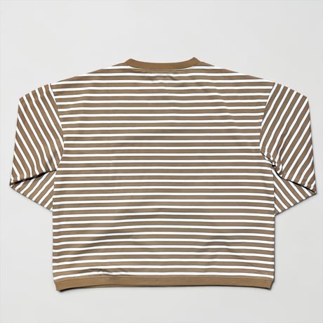 amne "TWISTED BORDER long sleeve tee" (camel×natural) unisex