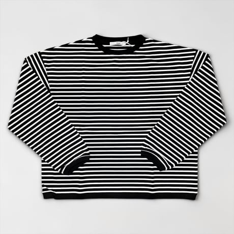amne "TWISTED BORDER long sleeve tee" (black×white) unisex