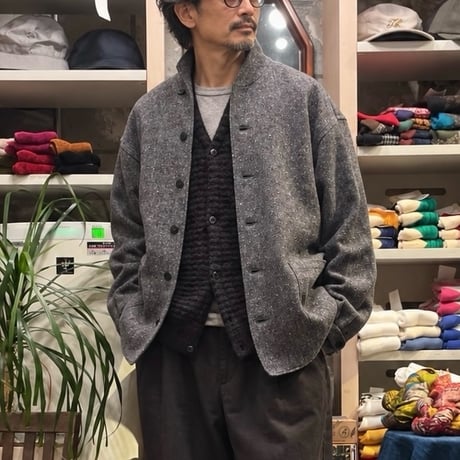 TigreBrocante"wool tweed showl color tab shirts jacket"(charcoal)unisex