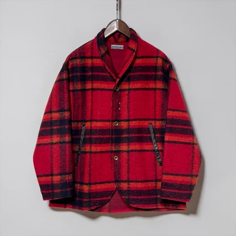 Slow Hands"Wool Check Shawl 3B Jacket"(red)unisex