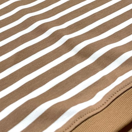 amne "TWISTED BORDER long sleeve tee" (camel×natural) unisex