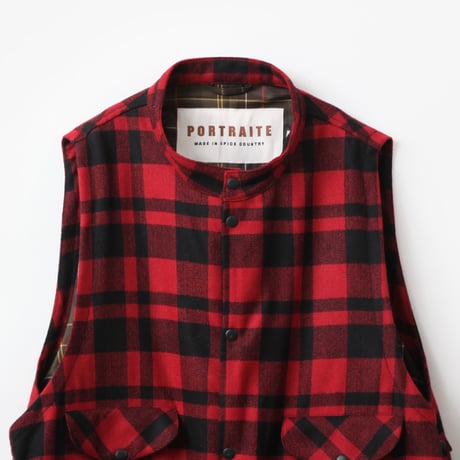 PORTRAITE"over vest"(red×black herringbone check)unisex