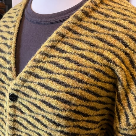 eyya"W/R tiger pattern boucle knit cardigan"(yellow)unisex