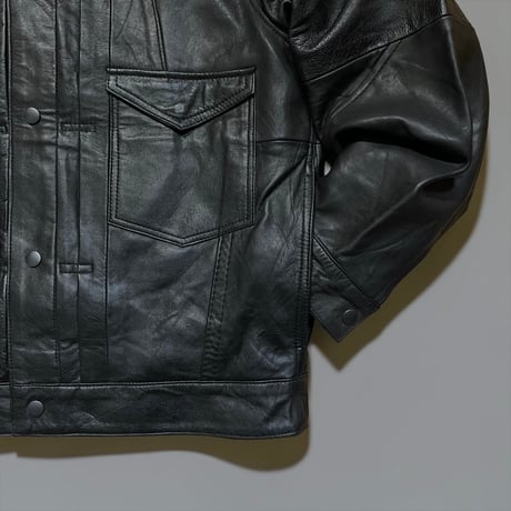 yoused"3pocket 1st type leather jacket"(black)unisex