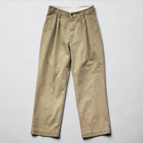 H.UNIT "Sulfur drill two tuck trousers" (beige) unisex