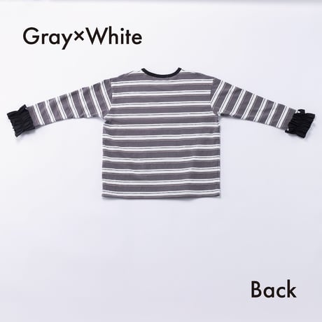 nunuforme / ボーダーダブルフリルスリーブT  40-nf26-999-724  Gray×White  M .L .XL.1(155).2(163)