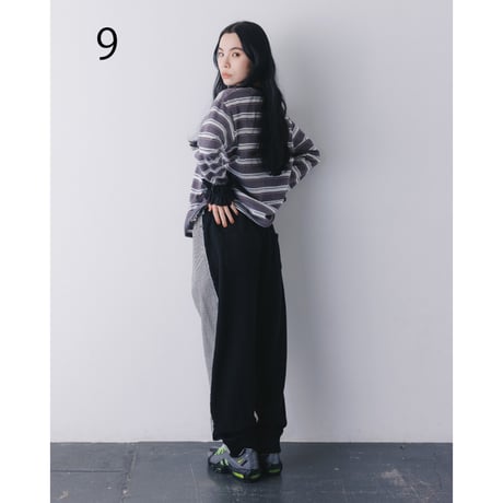 nunuforme / ボーダーダブルフリルスリーブT  40-nf26-999-724  Gray×White  M .L .XL.1(155).2(163)