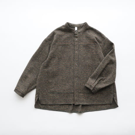MOUN TEN. /cotton tweed pocket shirt   MS44-2022  khaki check  110.125.140.0.1.2