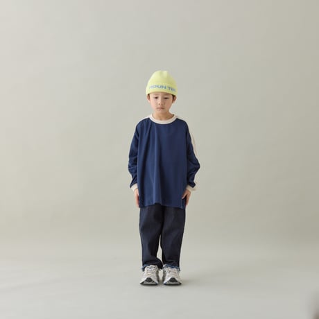 MOUN TEN. / bicolor shoulder longsleeve　 MT110-2014   navy  110.125.140.0.1.2