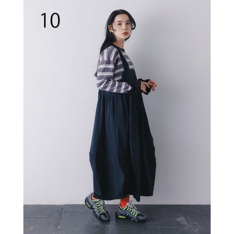 nunuforme / ボーダーダブルフリルスリーブT  40-nf26-999-724  Gray×White  M .L .XL.1(155).2(163)