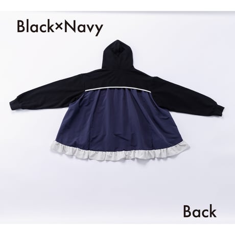 nunuforme / ミックスフリルパーカー  44-nf26-879-728   Black×Navy   M .L .XL.1(155).2(163)
