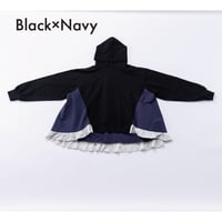 nunuforme / ミックスフリルパーカー  44-nf26-879-728   Black×Navy   M .L .XL.1(155).2(163)