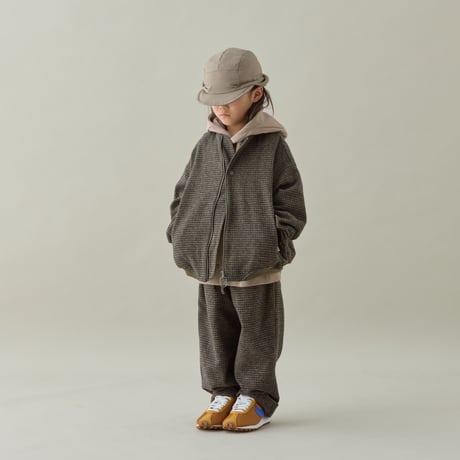 MOUN TEN. / cotton tweed zip blouson  MB39-2021  khaki check  110.125.140.0.1.2