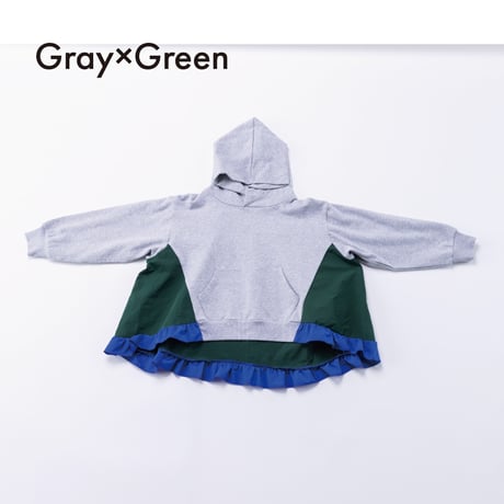 nunuforme / ミックスフリルパーカー  44-nf26-879-728   Gray×Green   M .L .XL.1(155).2(163)