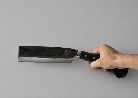 鞘付腰鉈 6寸 （18cm） 両刃　黒打ち