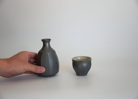 面取徳利・ぐい呑　黒