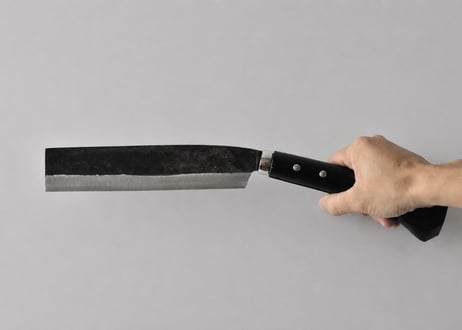 鞘付腰鉈 7寸 （21cm） 両刃　黒打ち