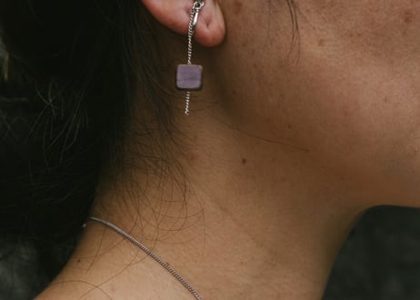 Czech glass chain accessories 【Square Deep Purple 】