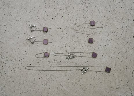 Czech glass chain accessories 【Square Deep Purple 】