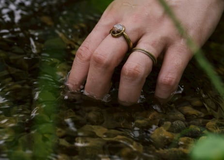Crazy Lace Agate Brass Ring