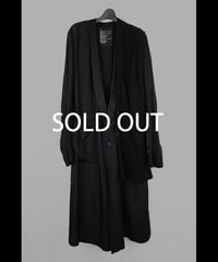 NU-1923   Acetate Twill Long Jacket With 7GG Kint Half Vest - BLACK