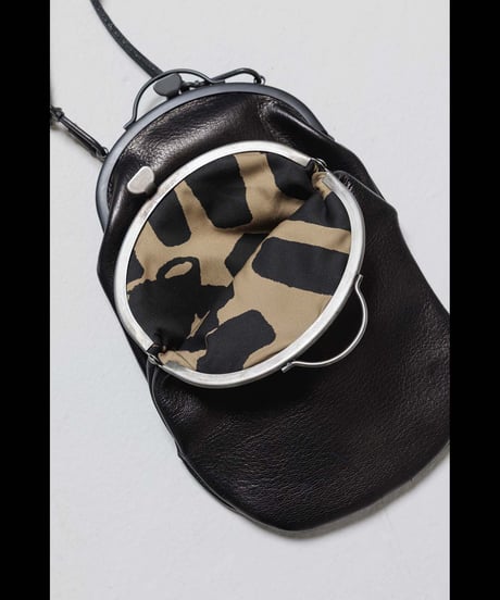 NU-1933   Deer Leather Pouch With Double Metal Clasp "GAMAGUCHI"