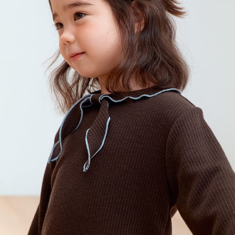 PETiT STELLA_Bow Scarf Rib Top (Slate Blue,Chocolate,Brick) / 18-24months,3-4,4-5,5-6,6-7years