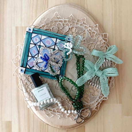 La Fleur Perlélite_Bow Hair Comb (Vanilla,Silver,Lilac Frizz,Mint,Ice Blue)