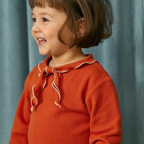 PETiT STELLA_Bow Scarf Rib Top (Slate Blue,Chocolate,Brick) / 18-24months,3-4,4-5,5-6,6-7years