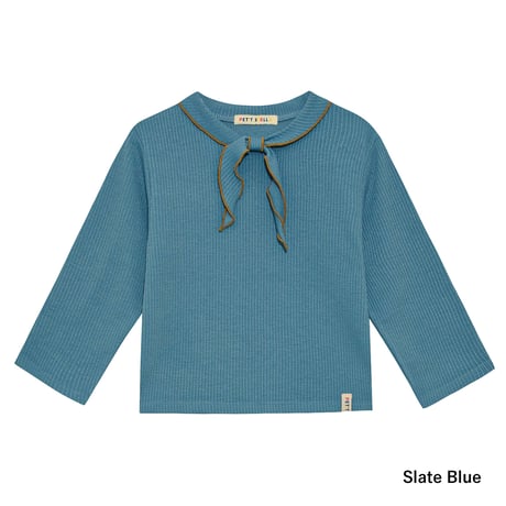 PETiT STELLA_Bow Scarf Rib Top (Slate Blue,Chocolate,Brick) / 18-24months,3-4,4-5,5-6,6-7years