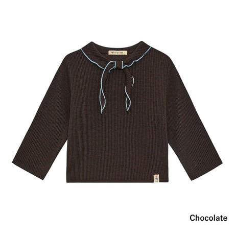 PETiT STELLA_Bow Scarf Rib Top (Slate Blue,Chocolate,Brick) / 18-24months,3-4,4-5,5-6,6-7years