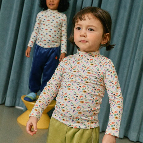 PETiT STELLA_Funny Flower Pima Blend Turtleneck Top / 18-24months