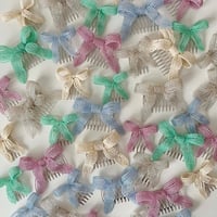 La Fleur Perlélite_Bow Hair Comb (Vanilla,Silver,Lilac Frizz,Mint,Ice Blue)