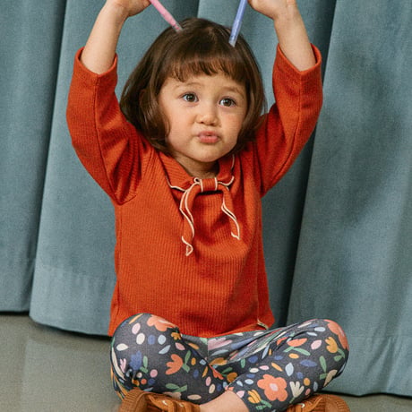 PETiT STELLA_Bow Scarf Rib Top (Slate Blue,Chocolate,Brick) / 18-24months,3-4,4-5,5-6,6-7years