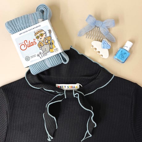 PETiT STELLA_Bow Scarf Rib Top (Slate Blue,Chocolate,Brick) / 18-24months,3-4,4-5,5-6,6-7years