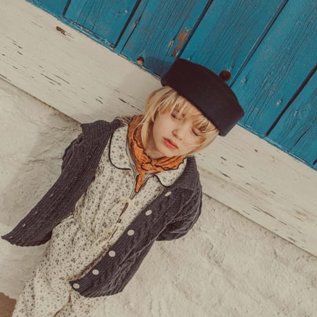 THE LiTTLE POETS_Oscar Pillbox Hat with Pompom (Navy,Granate )  / 54cm