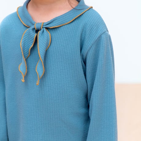 PETiT STELLA_Bow Scarf Rib Top (Slate Blue,Chocolate,Brick) / 18-24months,3-4,4-5,5-6,6-7years