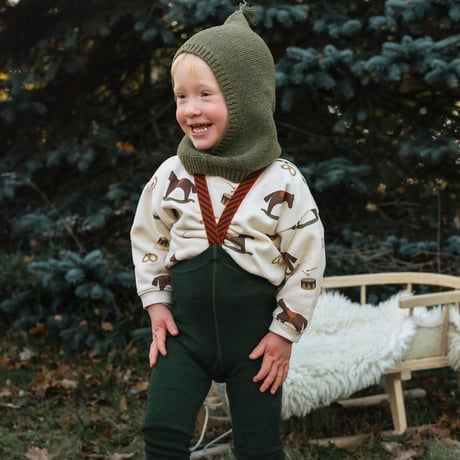 SILLY Silas Footless Collection_Dark Forest Green Christmas Patterned