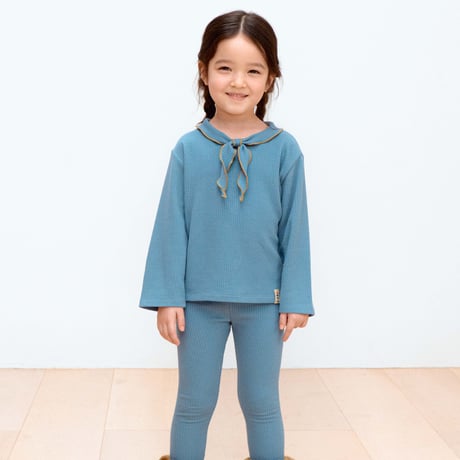 PETiT STELLA_Bow Scarf Rib Top (Slate Blue,Chocolate,Brick) / 18-24months,3-4,4-5,5-6,6-7years
