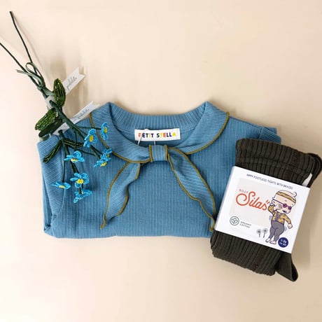 PETiT STELLA_Bow Scarf Rib Top (Slate Blue,Chocolate,Brick) / 18-24months,3-4,4-5,5-6,6-7years