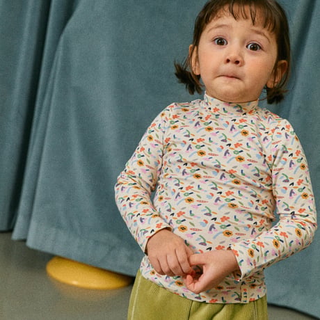 PETiT STELLA_Funny Flower Pima Blend Turtleneck Top / 18-24months