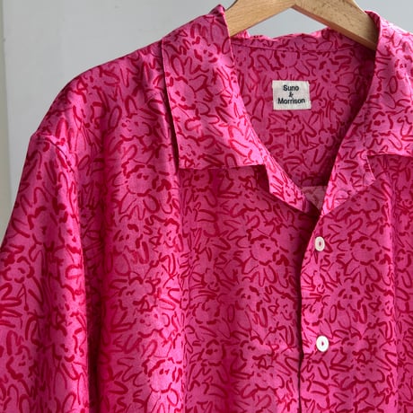 Bamboo Silk Printed Bowler Shirts (Pink / 2sizes)