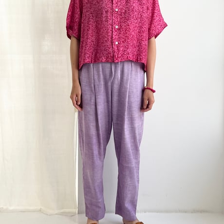 Bamboo Silk Printed Bowler Shirts (Pink / 2sizes)