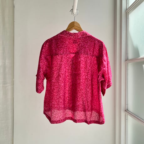 Bamboo Silk Printed Bowler Shirts (Pink / 2sizes)