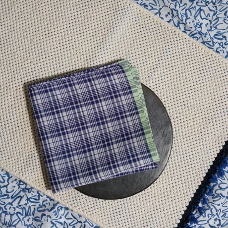 #100 Khadi Panel Plaid Bandana (Blue)