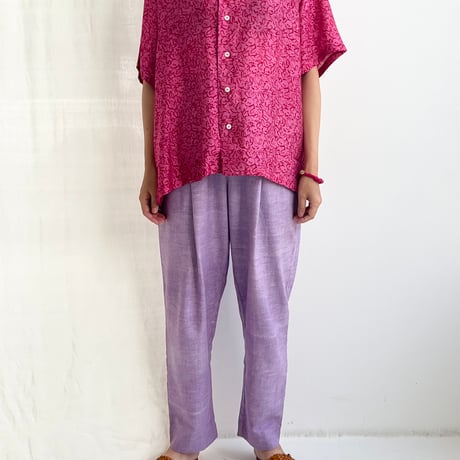 Bamboo Silk Printed Bowler Shirts (Pink / 2sizes)