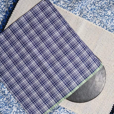 #100 Khadi Panel Plaid Bandana (Blue)