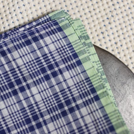 #100 Khadi Panel Plaid Bandana (Blue)