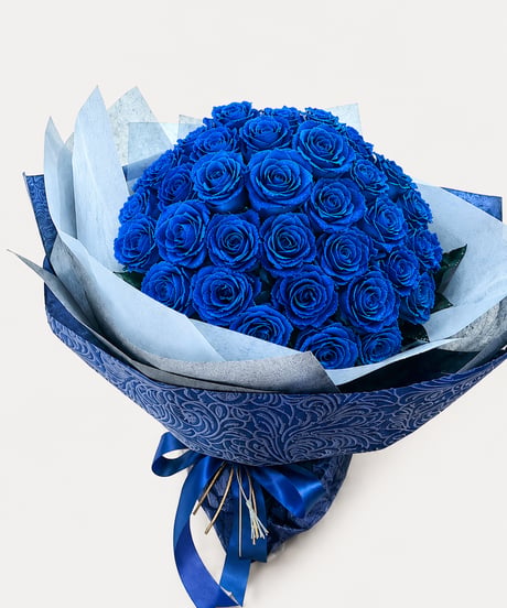 青い薔薇50本の花束／プリザーブドフラワー永遠の愛♡奇跡・夢かなう