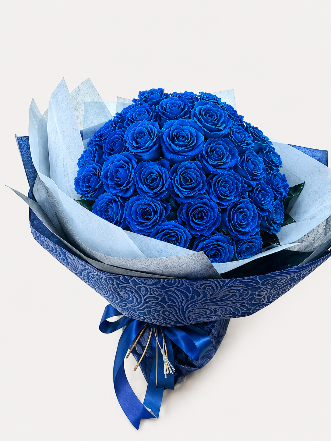 青い薔薇50本の花束／プリザーブドフラワー永遠の愛♡奇跡・夢かなう